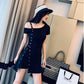 Women One-shoulder Spaghetti Strap Dress Sexy Asymmetrical Dress Summer Mini Club Dress