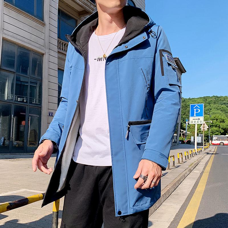 Spring and Autumn Jacket Men Handsome Spring Jacket Men's Long Thin Windbreaker Hooded Outer Clothes