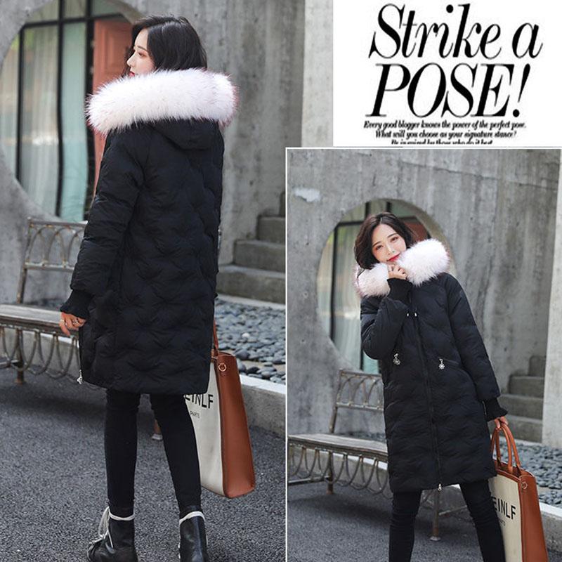 Winter Snowflake Embroidered Thick Cotton Jacket Mid-length Fur Collar Loose Jacket Fashion All-match Women's Down Jacket