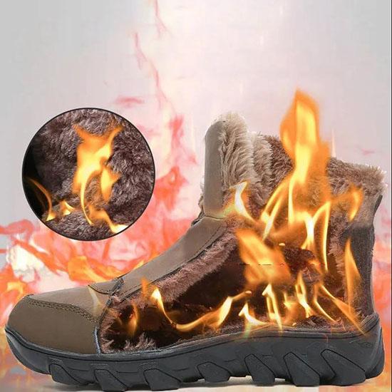 Leather Snow Boots Men Winter Plus Velvet High-top Boots Waterproof Non-slip Warm Work Boots