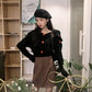 Pofulove Winter College Wind Irregular Strapless Navy Collar Loose Long Sleeve Knit Sweater