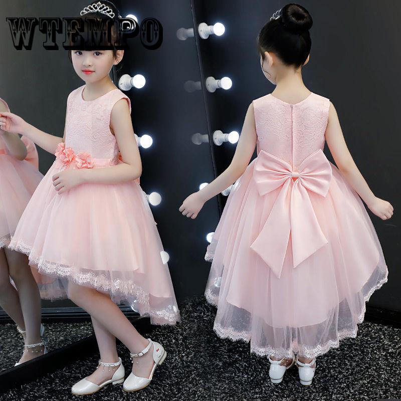 Girls Sleeveless Princess Dress with Flower for Children Clothes Kids Wedding Party Birthday Dresses