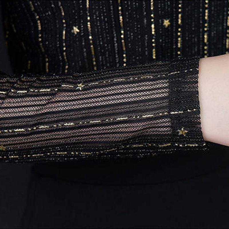 Spring and Autumn Half Turtleneck Long Sleeve Women's Large Size Slim Lace Bottoming Shirt