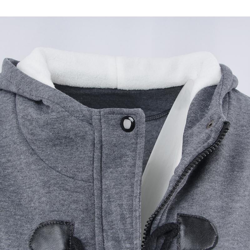 Coats for Women Winter Hooded Jacket Black  Gray Solid Casual Slim Warm Parkas