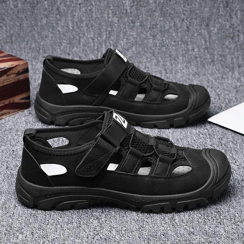 Summer Breathable Beach Mesh Sandals for Men's Outdoor Sports and Leisure Driving Hole Shoes