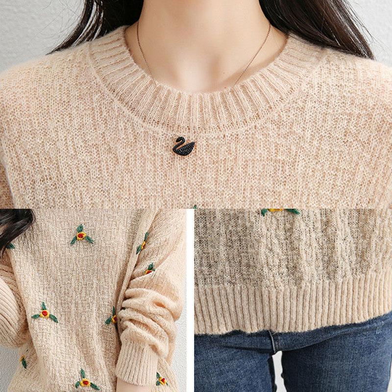 Sweater Women's Ladies Style Pullover Knitwear Korean Loose Solid Color Top Trending Fluffy Sweater Autumn and Winter