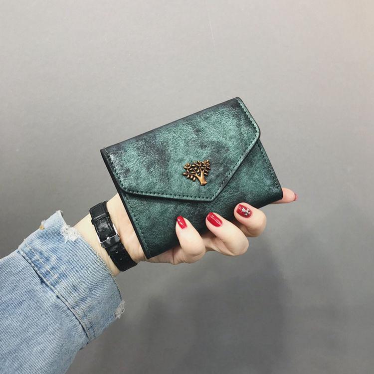 Retro Tree Wallet Women's Short Story Student Wallet Women's pocket change Wallet