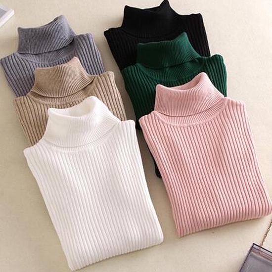 Women Sweaters 2019 Autumn Winter Turtleneck  Knitted Sweater Casual Soft Pullovers Ladies Jumper