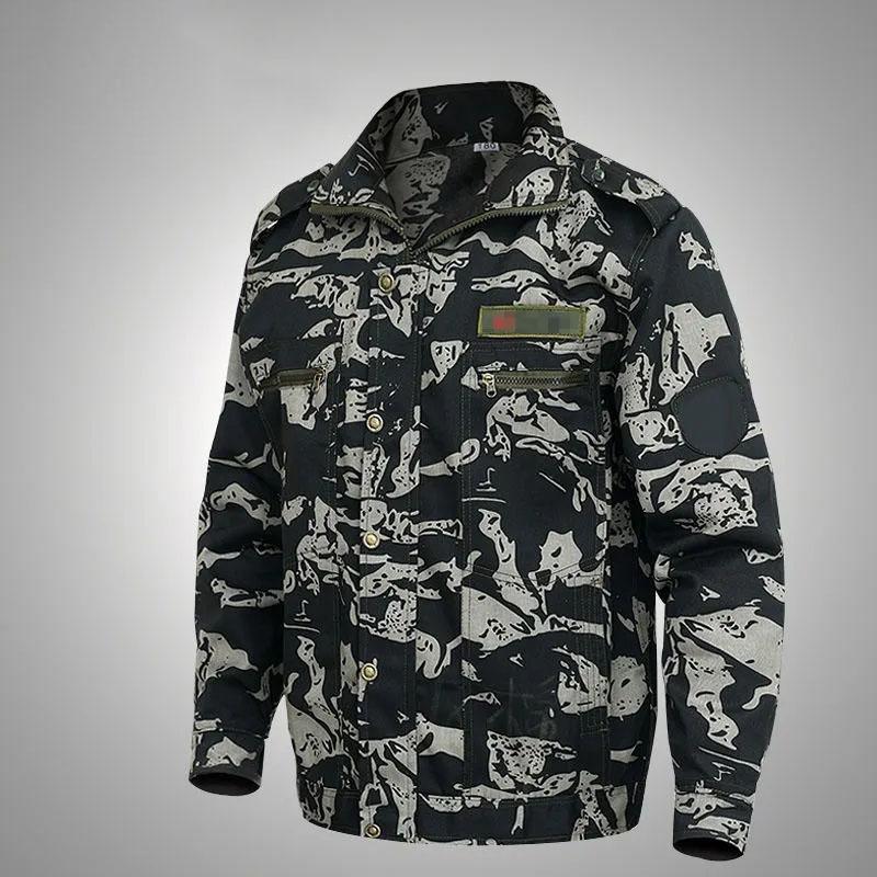 Camouflage Clothing Men's Overalls Jacket Spring and Autumn Loose Wear-resistant Auto Repair Site Labor Protection  Outdoor Military Training Clothing