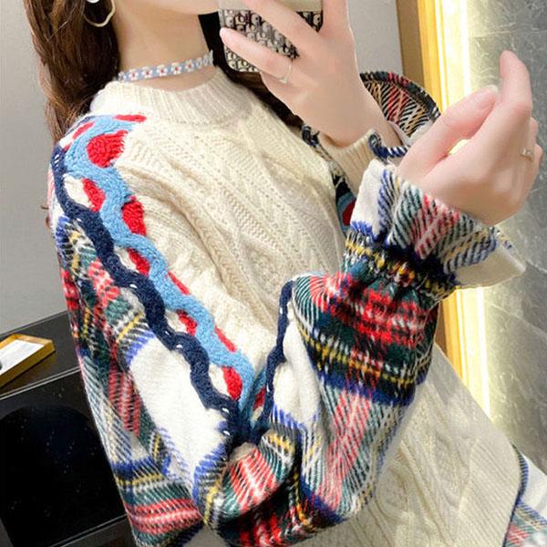 Fake Two-piece Sweater Women Loose Outside Wear Autumn and Winter Lazy Style Shirt Stitching Knitted Top Students