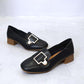 Leather Shoes Retro Square Toe Mid-heel Thick Heel Single Shoes Wild British Style Loafers Women's Mid-heel Comfortable Leather Shoes
