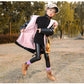 Girls Plus Velvet Thick Mid-length Winter Clothes Windbreaker Warm Coat with Large Fur Collar