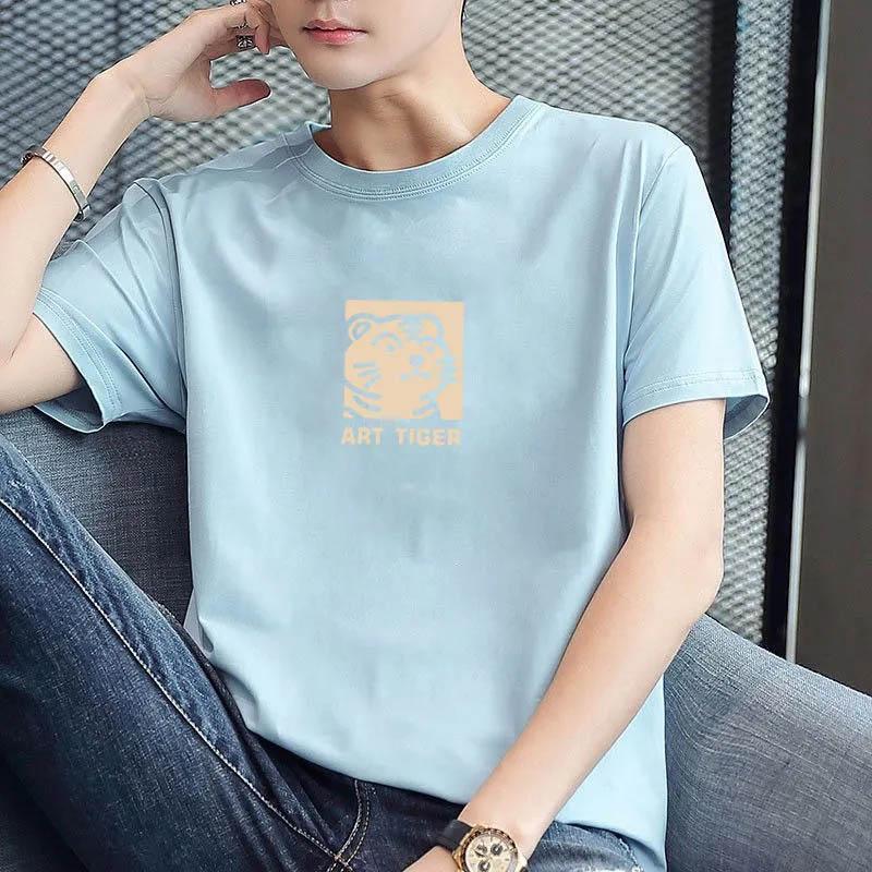 Short-sleeved T-shirt Men's Loose Cotton T-shirt Summer Fashion Brand Men's Half-sleeve Plus Size Men's Thin Print All-match Casual Shirt