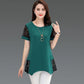 Women's Summer Chiffon Short Sleeve Mid Length Round Neck Large Size Loose T-Shirt