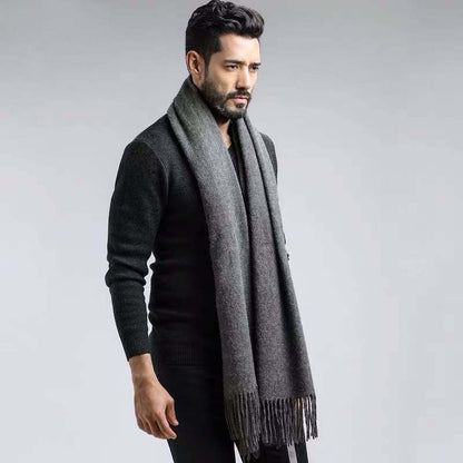 Men's Cashmere Silk Scarf Pure Color Classic Winter Scarf Stole Wraps Shawl Xmas Gift