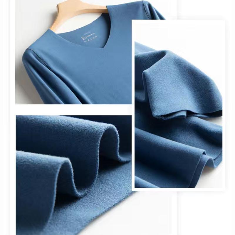 Men Winter Thermal Underwear V-neck Male Autumn Clothes Tight Suit Thicken Windproof Long Sleeve High Elasticity Tracksuit Wearable Versatile Spring