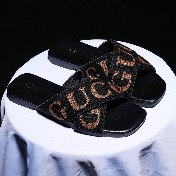 Slippers Women Fashion Wear Flat Bottom Summer Cross Weave Hong Kong Style Wild Social Sandals