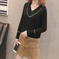 6 Colors Women Soft Sweater Solid Color V-neck Bottoming Knitwear Top Bottoming Shirt Top
