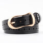 Hollow leather belt ladies leather thin belt fashion hipster students solid color belt