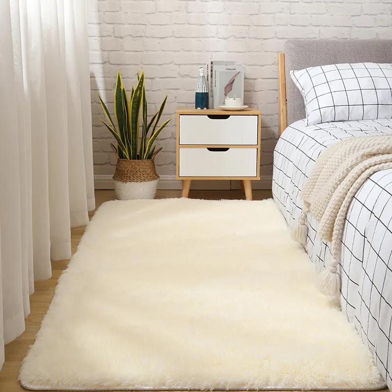 Living Room Carpet Solid Color Wool Cushion Bedroom Bedside Plush Carpet