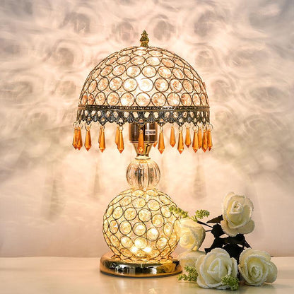 LED Table Lamps for Bedroom Crystal  Fabric Bedside Lamp Table Lanterns Home Decoration Lighting
