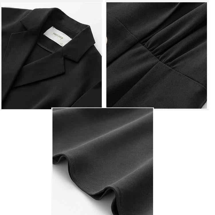 Vintage Suit Collar Short Sleeve A Line Dresses Elegant France Office Ladies Dress Retro Robe Dress