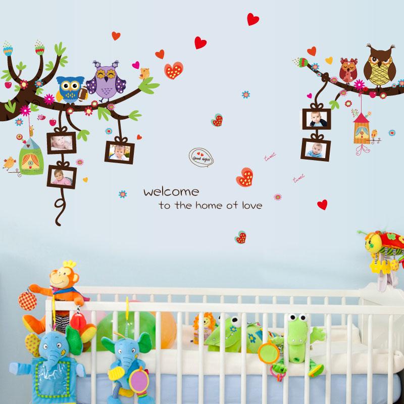 [Wall sticker] Owl Photo Frame wall stickers for kids rooms nursery cartoon children decals murals a