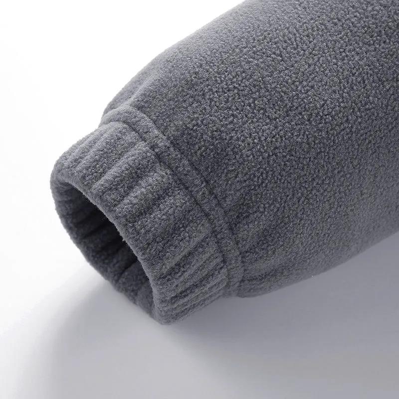 Polar Fleece Jacket Men's Lapel Versatile Cardigan Fleece Sweater Men's Warm Short Long Sleeve Zipper Jacket Comfortable and Breathable