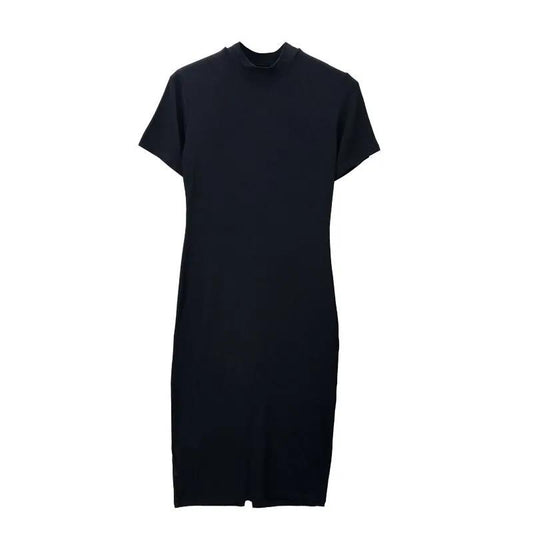 Summer Round Neck Enough Stock Short-sleeved Dress Black Dresses Casual Elegant Sheath Slim Dress