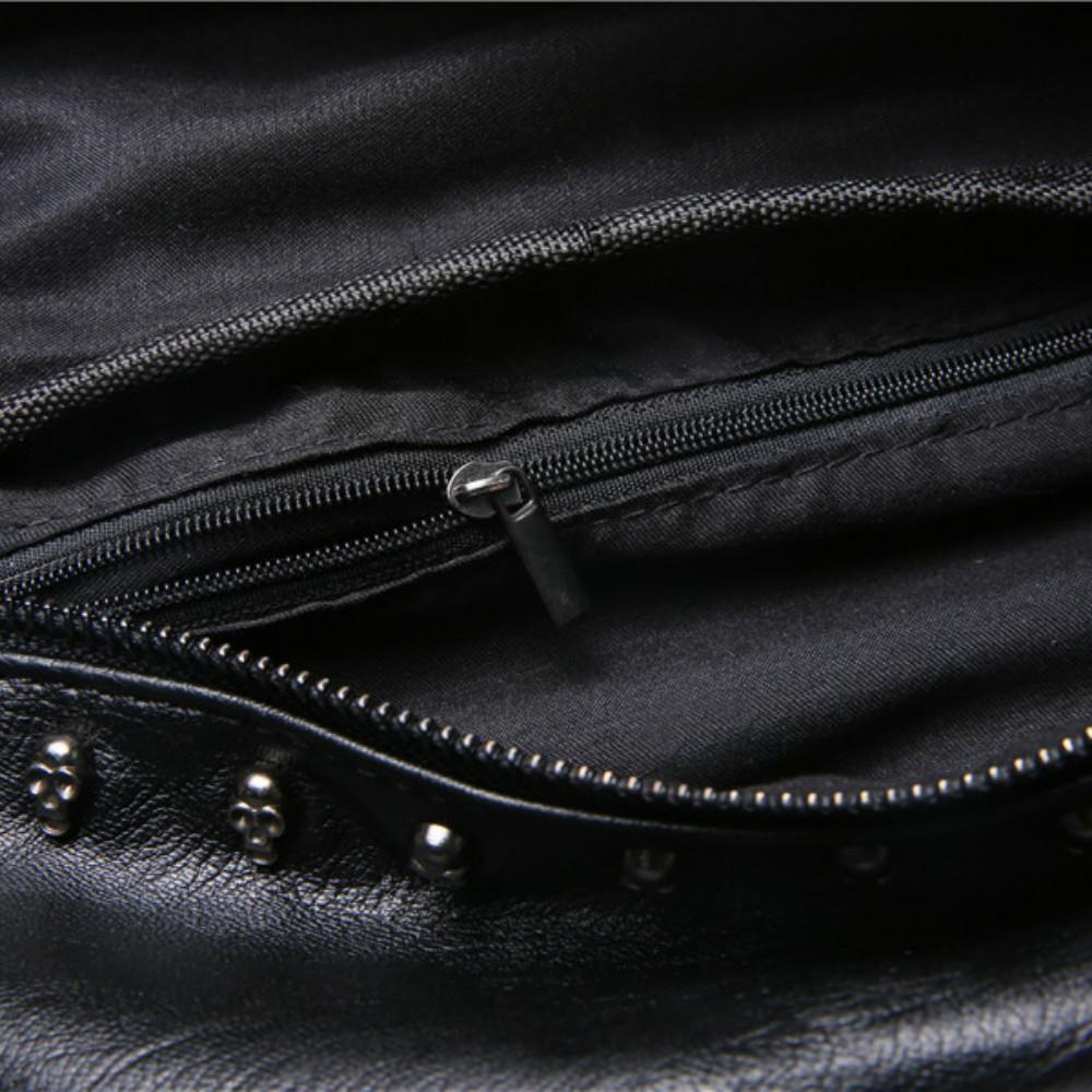 Waist bag men black rivet zipper chest bag outdoor leisure sports riding shoulder bag