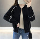 Spring and Autumn Korean Sweater Coat Loose Casual Knit Cardigan Long-sleeved Short Top