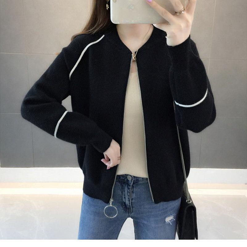 Spring and Autumn Korean Sweater Coat Loose Casual Knit Cardigan Long-sleeved Short Top