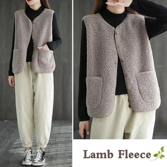 Fur One-piece Vest Women's Autumn and Winter Solid Color All-match Short Casual Fashion Jacket