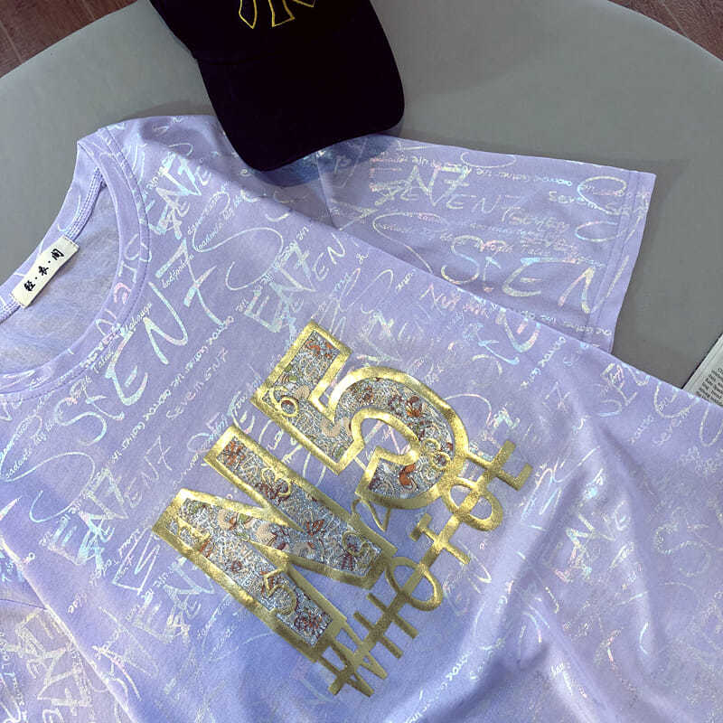 Mid-length Short-sleeved T-shirt Women's Loose Pullover All-match Blouse Ladies Loose Casual Round Neck Short-sleeved Shiny Surface