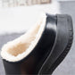 Women Unisex Winter Home Slippers Leather Waterproof Non Slip Slippers Plush Warm Indoor