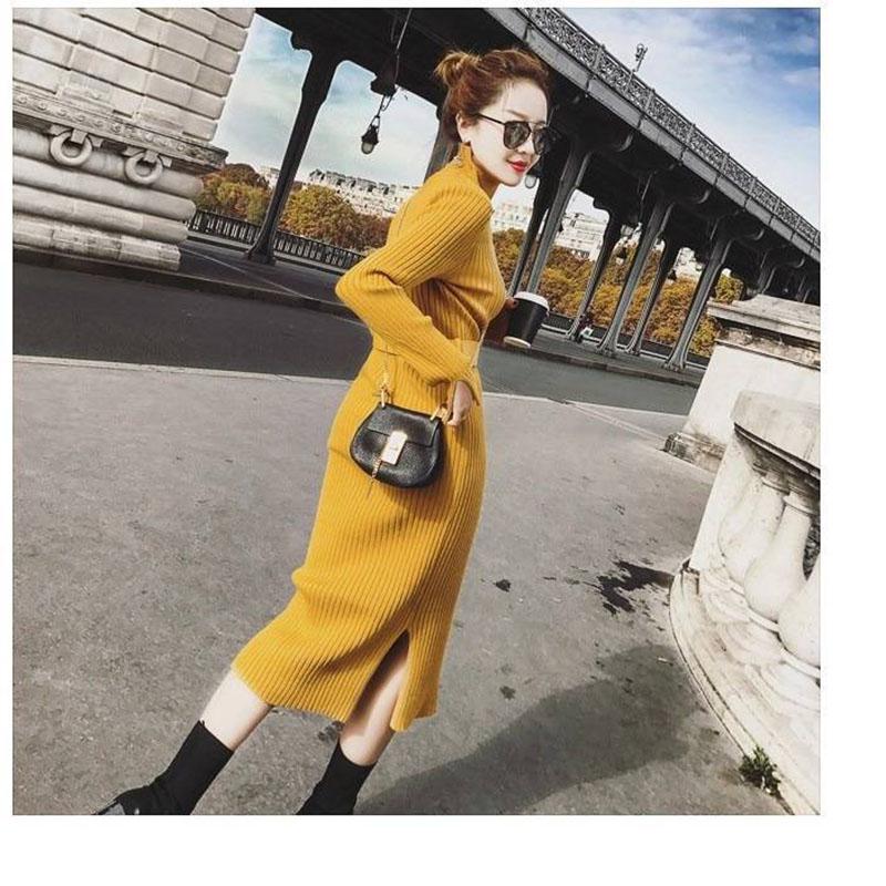 Thin Sweater Female Casual Long Sleeve Jumper Turtleneck Sweaters Dress Long Sweaters Streetwear