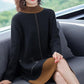 Autumn Winter High Quality Contrast Color Sweater Dress Women Knit Dress Long Loose Pullover Sweater Dress with Pockets for Inner or Outer Wear
