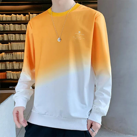 Autumn and Winter Round Neck Long-sleeved Sweater Men's Trendy Brand Bottoming Korean Version of The Trend of Autumn Gradient Color Sweatshirts