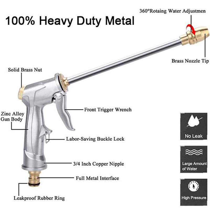 All Metal High Pressure Water Gun Set 10/15/20m Water Pipe Car Wash Gun Household Portable Watering Gun Garden Tool