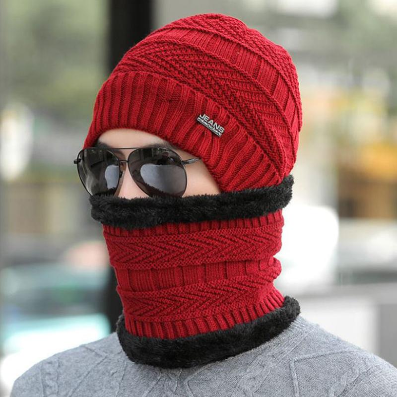 Men's Hats, Bibs, Fashion Solid Color Two-piece Knitted Hats, Cold-proof Ear Protectors and Fluffy Caps Winter Cycling Equipment