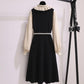 French A-line Board Waist Dress New Autumn and Winter with Fake Two-piece Base Skirt with Coat Long Skirt Temperament Suit