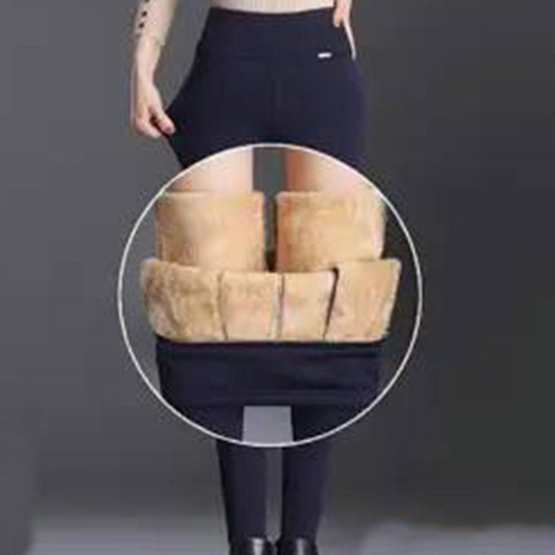 Extra-thick Pair of Winter Lamb Wool Outer Wear Leggings Women's Trousers Plus Velvet One Large Size High-waisted Feet Warm Cotton Trousers