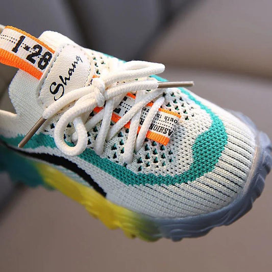 Children's Mesh Breathable Sneakers Girls Net Shoes Rainbow Shoes Baby Toddler Princess Shoes