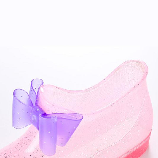 Children's Rain Shoes Water Shoes Non Slip Girls Bowknit Decoration Rain Boots Four Seasons Rubber Rain Boots