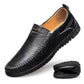 Men's Peas Shoes Slip-On Casual Comfort Soft Sole Driving Shoes Black Leather Flats