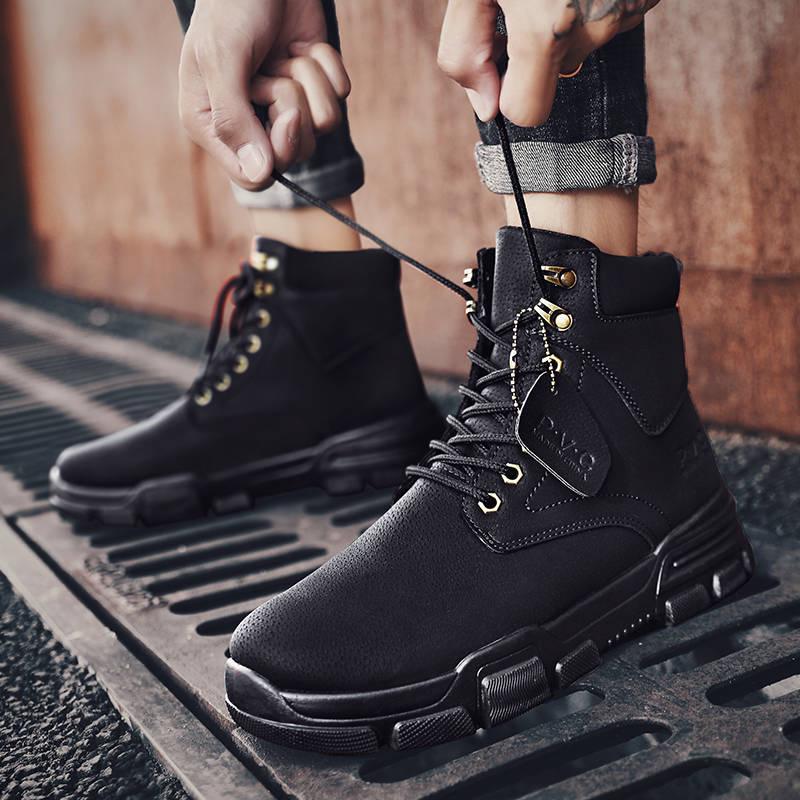 Man Martins Boots Men Casual Lace-up Soft Leather Chelsea Tooling Boots Big Size Casual Martins Boot