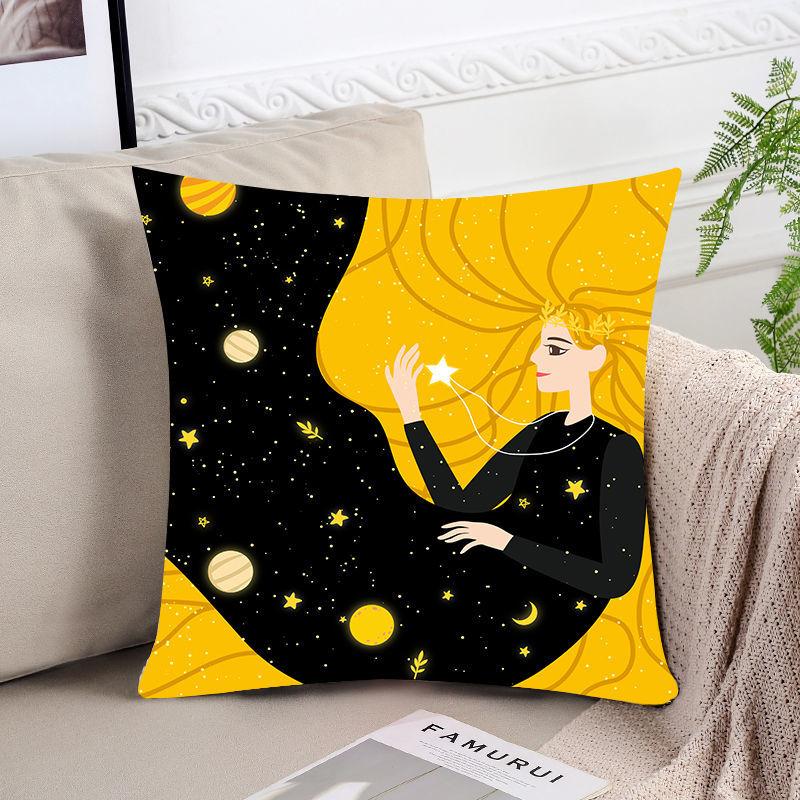 Sunflower Girl Printed Pillow Car Waist Pillow Home Sofa Pillow Soft Relaxation Artifact