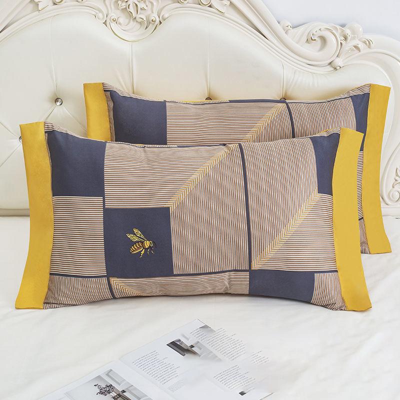 A Pair of Ice Silk Pillowcases Simple Patterned Style Summer Cute Tencel Cool Pillow Core Set Can Be Washed