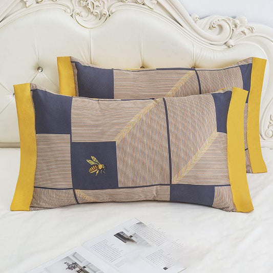 A Pair of Ice Silk Pillowcases Simple Patterned Style Summer Cute Tencel Cool Pillow Core Set Can Be Washed