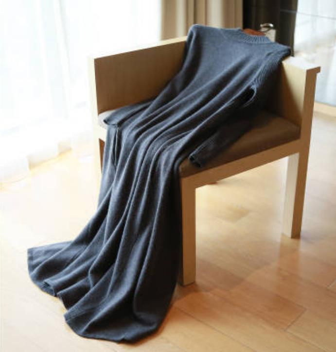 Autumn and Winter Thick and Big Swing Knit Dress Half High Neck Over The Knee Long Inner Matching Coat Loose Sweater Skirt
